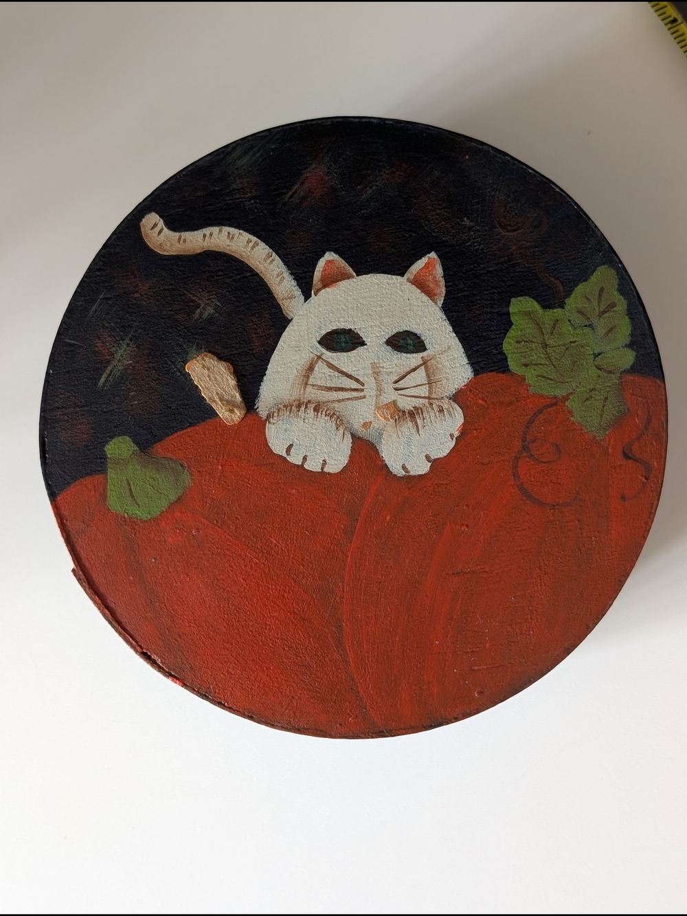 Folk Art Hand-Painted Shaker-Style Wooden Box